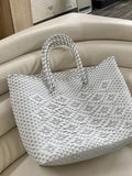 UAKISS  -  Women's PVC Candy Color Woven Handbag Causal Tote Bags Fashion Large Capacity Vegetable Basket Bag Plastic Hnadle Beach Bag