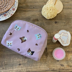 Uakiss Cute Cat Embroidered Small Cosmetic Bags Large Capacity Casual Makeup Bags Travel Lipstick Organizer Cases Storage Bag For Women