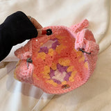 UAKISS  -  Dumpling Crossbody Bag For Women Boho Floral Crochet Handbag Casual Fashion Handmade Female Knitting Hobo Bag Designer