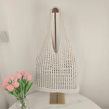 UAKISS  -  Knitted Hollow Shoulder Bag Underarm Bag Large Capacity Crochet Women's Shopping Totes Casual Beach Commuting Bag