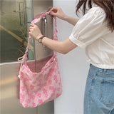 UAKISS  - Pink Sweet Womens Tote Bag Aesthetic Korean Style Fashion Cute Student Shoulder Bag Pleated Exquisite Harajuku Handbag Sac