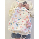 UAKISS  -   Sweet Backpacks for Ladies Kawaii Floral Print Cute Cartoon Womens Backpack Fashion Versatile Casual Japanese Female Bag