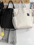 UAKISS  -  Leisure Canvas Tote Shoulder Bag With Zipper Fashion Crossbody Bags College Student Handbag For Women