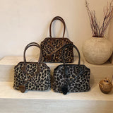 UAKISS  -  Retro Leopard Tote Bag for Women 2024 Winter Trend New Fashion Y2K Handbags Females Travel Luxury Design Shoulder Bags