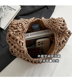 UAKISS  -  Brand Designer Wool Weave Women's Shoulder Bag Casual Crossbody Bag Large Bucket Handbag