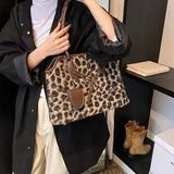 UAKISS  -  Retro Leopard Tote Bag for Women 2024 Winter Trend New Fashion Y2K Handbags Females Travel Luxury Design Shoulder Bags