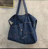 UAKISS  -  High-capacity Grunge Denim Shoulder Bag Streetwear Fashion All Match Tote Bags Y2k Aesthetic Vintage Simple Handbags Crossbody