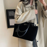 UAKISS  -   Retro Design Fashion Women Big Handbag 2024 Winter Leather Solid Color Underarm Bags Female Shoulder Bags Bolsas