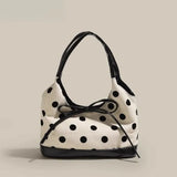 UAKISS  -  Retro Dot Red Handbag Women Versatile Bow Large Capacity Casual Shoulder Bags Ladies Sweet Cute Underarm Bag Aesthetic