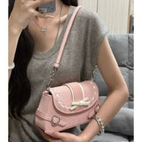 UAKISS  -  Pink Y2k Womens Shoulder Bag Elegant Fashion Casual Bow Sweet Handbags Exquisite Literary Korean Style New Aesthetic Bag