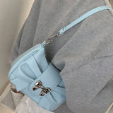 UAKISS  -  Y2k Aesthetic Office Lady Elegant Shoulder Bag Fashion Korean All Match Crossbody Bags Trendy Pleated Chic Bow Women's Handbags