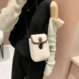 UAKISS  -  Soft Lamb Down Fabric Mini Crossbody Bags for Women 2024 Y2K Winter Designer Korean Fashion Handbags Warm Shoulder Bag