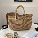 UAKISS  -  Straw Hollow Out Knitting Tote Bag Large Capacity Handmade Shoulder Handbag Women   Designer Casual Beach Bag Ethnic Style