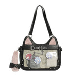 Uakiss Cute Cat Ita Bag for Women Y2k Fashion Japanese Style Original Casual Lolita Jk Shoulder Bag Literary Transparent Handbag