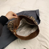 UAKISS  -  Retro Leopard Tote Bag for Women 2024 Winter Trend New Fashion Y2K Handbags Females Travel Luxury Design Shoulder Bags