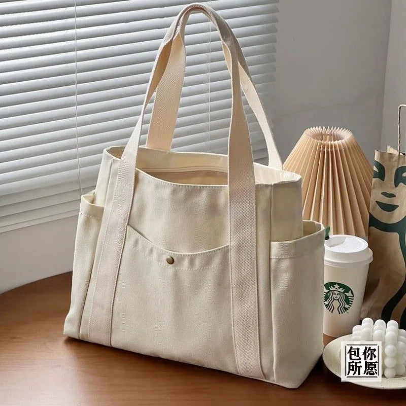 Uakiss Large Capacity Canvas Tote Bags for Work Commuting Carrying Bag College Style Student Outfit Book Shoulder Bag