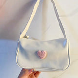 UAKISS  -  Korean Casual Sweet Heart Top-Handle Bag Y2k Aesthetic Japanese Kawaii Shoulder Underarm Bags Vintage Women Purses and Handbags