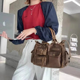 UAKISS  -  NEW Punk Women Tote Bags 2025 Trend Large Capacity Crossbody Shoulder Bags Moto Style Multi Pockets Commute Bolso Mujer