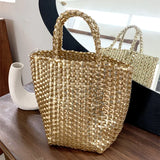 UAKISS  -  Handmade Woven Beach Woven Tote Bag Women Large Capacity Composite Single Shoulder Shopping Bags Handmade