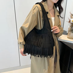 UAKISS  -   Big Tassels Shoulder Bags for Women 2024 Female Trend Y2K Korean Fashion Underarm Bag Lady Handbags and Purses