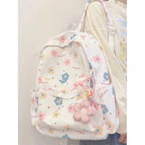 UAKISS  -   Sweet Backpacks for Ladies Kawaii Floral Print Cute Cartoon Womens Backpack Fashion Versatile Casual Japanese Female Bag