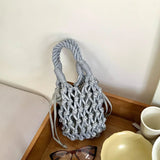 UAKISS  -  Summer Casual Tote Hollow Straw Beach Bag Handmade Woven Shoulder Bag Raffia Rattan Shopping Travel Bag Bohemian Braided Handbag