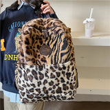 UAKISS  -  Fashion Hot Selling Leopard Pattern Women's Backpack 2024 New Large Capacity Tiger Pattern Velvet Women's Commuting Backpack