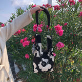 UAKISS  -  Fashion flower Crochet Wrist Bag Tote Acrylic Chains Women's Handbags Designer Knitting Shoulder Bags for Women Shopper Bag