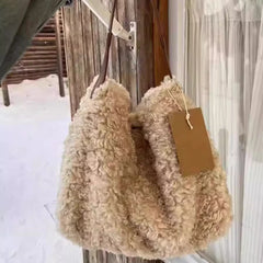 UAKISS  -  Korean Chic Lamb Wool Women Shoulder Bags Fluffy Casual Fashion All Match Handbags Fairy Y2k Aesthetic Sweet Underarm Bag Trendy