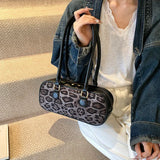 UAKISS  - Small Leopard PU Leather Tote Bags Lady Crossbody Shoulder Bag for Women 2024 Winter New Vintage Handbags and Purses