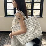 UAKISS  -  Women's PVC Candy Color Woven Handbag Causal Tote Bags Fashion Large Capacity Vegetable Basket Bag Plastic Hnadle Beach Bag