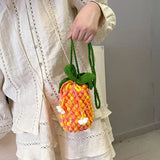 UAKISS  -  Luxury Women Brand Wool Weave Crossbody Bag Casual Small Pineapple Messenger Shoulder Bag