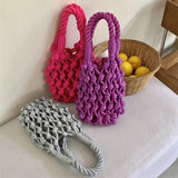 UAKISS  -  Summer Casual Tote Hollow Straw Beach Bag Handmade Woven Shoulder Bag Raffia Rattan Shopping Travel Bag Bohemian Braided Handbag