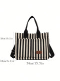 UAKISS  -  Versatile Vertical Stripes Shoulder Bag For Women Large Capacity Casual Multi-Pocket Canvas Tote Bag Women's Shoulder Bag