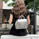 UAKISS  -   Fashion Women Backpacks  New Trend Silver PU Chains Shoulder Bags Individuality Casual Daily Commute Bolso Mujer