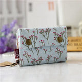 UAKISS  -  Retro Floral Solid Color Card Coin Purse Short Canvas Durable Small Aesthetic Coin Purse Card Wallet Portable Travel Wallet