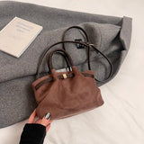 UAKISS  -  Nubuck Leather Crossbody Bags Lady Shoulder Bag for Women 2024 Winter New Y2K Retro Short Handle Handbags and Purses