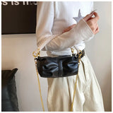 UAKISS  - Niche Design Pleated Cloud Handbag 2024 New Women's Elegant Pearl Handheld Pillow Bags Versatile Single Shoulder Crossbody Bag