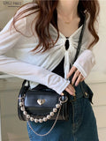 UAKISS  -  Sweet Girl Chain Heart Elegant Shoulder Bags Women Underarm Bag Fashion Commuter Solid Color Tote Bag Classic Bolsos All-match