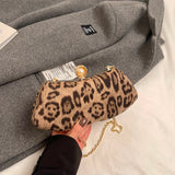 UAKISS  -  Pu Leather Chain Crossbody Bags for Women 2024 Y2K Korean Fashion Handbags Small Luxury Party Leopard Shoulder Bag