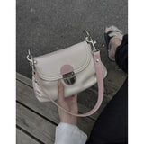 UAKISS  -  White Elegant Womens Shoulder Bag Korean Fashion Gentle Contrast Color Leather Handbag Exquisite Daily Ladies Armpit Bag