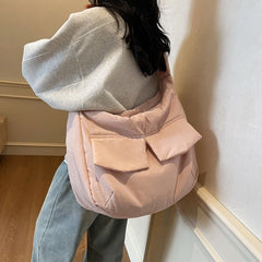 UAKISS  -  Trendy Women's Big Soft Cloth Shoulder Bag Solid Color 2025 Spring Y2k Casual Style Handbags Females Crossbody Bags