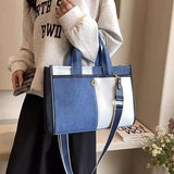 UAKISS  -  Handbag Woman Fashion Luxury Denim Blue Shoulder Bag Briefcase Messenger Bags Large Capacity Work Study Street Tote Bag Purses