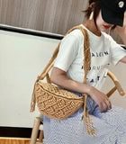 UAKISS  -  Summer Bohemia Hand Woven Beach Bag with Tassels Cotton Crochet Hollow Out Travel Tote Bag Ethnic Style Handbags Underarm Bag