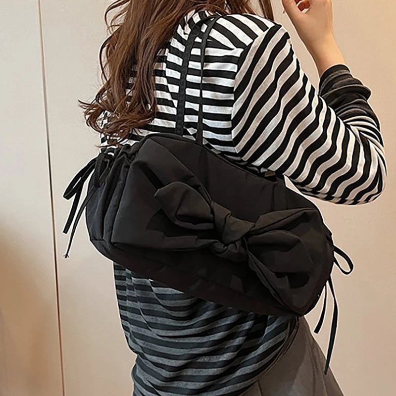 Uakiss Luxury Ladies Tote Bag Fashion Sweet Bow Shoulder Bags Female Korea Style Casual All Match Daily Nylon Bolso Mujer Shopper