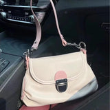 UAKISS  -  White Elegant Womens Shoulder Bag Korean Fashion Gentle Contrast Color Leather Handbag Exquisite Daily Ladies Armpit Bag