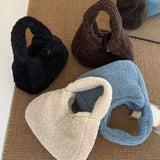 UAKISS  -  Winter Fashion Daily Women's Plush Handbag Autumn Winter Hand Bag Solid Color Simple Casual Tote Lamb Wool Purse