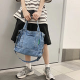 UAKISS  - Large Capacity Fashion Denim Crossbody Bags For Women Vintage Shoulder Bag Lady Tote Handbags Female Travel Messenger Schoolbag