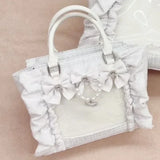 UAKISS  -  Sweet Y2k Aesthetic Transparent Bow Ita Bag Casual Chic Ruffle Fashion Women's Handbags All Match Kawaii Shoulder Crossbody Bags