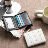 UAKISS  -  1Pc Chic Simplicity Floral Wallet Women Girl Elegant Black White Color Embroidery Purse Card Wallet Portable Travel  Cute Wallet